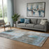 5' X 8' Taupe Blue And Ivory Abstract Washable Area Rug With UV Protection