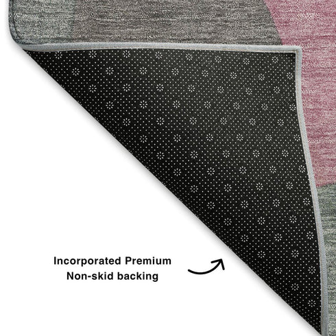 5' X 8' Blush And Sage Abstract Washable Area Rug With UV Protection