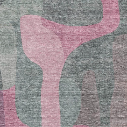5' X 8' Blush And Sage Abstract Washable Area Rug With UV Protection