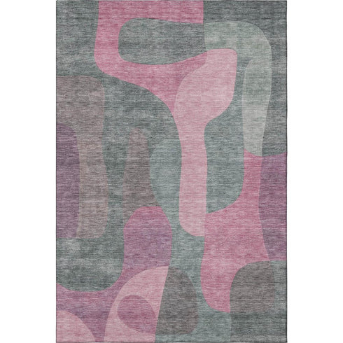 5' X 8' Blush And Sage Abstract Washable Area Rug With UV Protection
