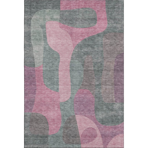 9' X 12' Blush And Sage Abstract Washable Area Rug With UV Protection