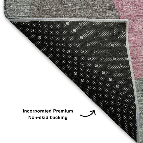 9' X 12' Blush And Sage Abstract Washable Area Rug With UV Protection