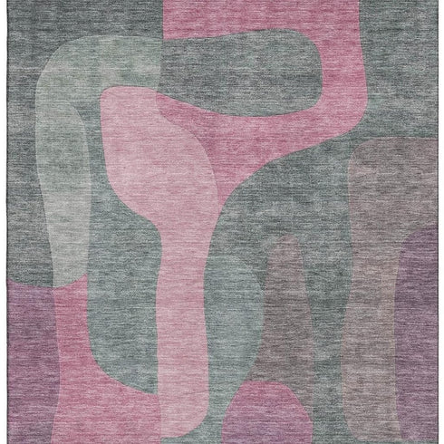 9' X 12' Blush And Sage Abstract Washable Area Rug With UV Protection