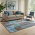 5' X 8' Brown And Blue Abstract Washable Area Rug With UV Protection