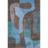 5' X 8' Brown And Blue Abstract Washable Area Rug With UV Protection