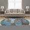 8' Brown And Blue Abstract Washable Round Rug With UV Protection
