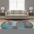 8' Brown And Blue Abstract Washable Round Rug With UV Protection