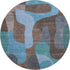 8' Brown And Blue Abstract Washable Round Rug With UV Protection