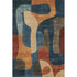 8' X 10' Navy Blue Orange And Rust Abstract Washable Area Rug With UV Protection