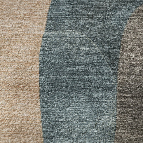 9' X 12' Sage Peach And Rust Abstract Washable Area Rug With UV Protection
