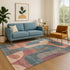 9' X 12' Sage Peach And Rust Abstract Washable Area Rug With UV Protection