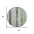 8' Artichoke Green And Gray Striped Washable Round Rug With UV Protection