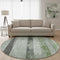 8' Artichoke Green And Gray Striped Washable Round Rug With UV Protection