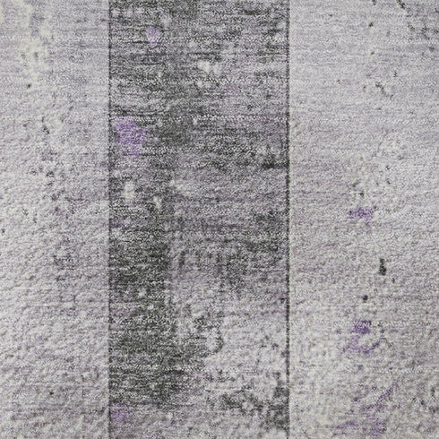 5' X 8' Lavender And Gray Striped Washable Area Rug With UV Protection