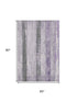 5' X 8' Lavender And Gray Striped Washable Area Rug With UV Protection