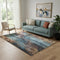 5' X 8' Blue Gold And Copper Floral Washable Area Rug With UV Protection