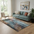 5' X 8' Blue Gold And Copper Floral Washable Area Rug With UV Protection