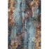 5' X 8' Blue Gold And Copper Floral Washable Area Rug With UV Protection