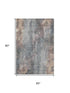 5' X 8' Gray And Beige Floral Washable Area Rug With UV Protection