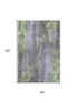 5' X 8' Lavender And Green Floral Washable Area Rug With UV Protection