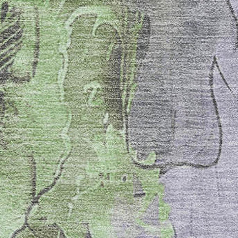 5' X 8' Lavender And Green Floral Washable Area Rug With UV Protection