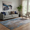 5' X 8' Brown And Blue Abstract Washable Area Rug With UV Protection