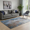 5' X 8' Coffee And Blue Abstract Washable Area Rug With UV Protection