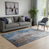 5' X 8' Coffee And Blue Abstract Washable Area Rug With UV Protection