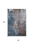 8' X 10' Coffee And Blue Abstract Washable Area Rug With UV Protection