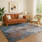 8' X 10' Coffee And Blue Abstract Washable Area Rug With UV Protection
