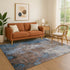8' X 10' Coffee And Blue Abstract Washable Area Rug With UV Protection