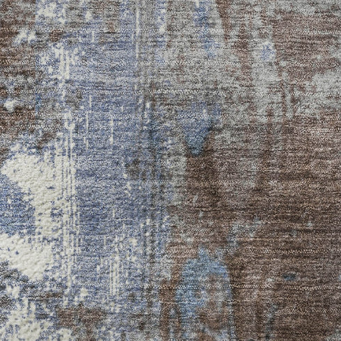 8' X 10' Coffee And Blue Abstract Washable Area Rug With UV Protection