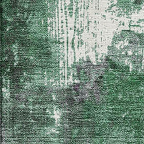 5' X 8' Emerald And Purple Abstract Washable Area Rug With UV Protection