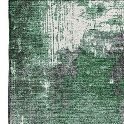 5' X 8' Emerald And Purple Abstract Washable Area Rug With UV Protection
