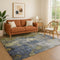 8' X 10' Khaki And Blue Abstract Washable Area Rug With UV Protection