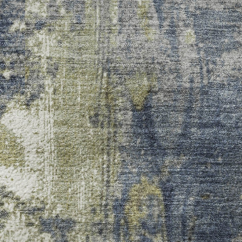 8' X 10' Khaki And Blue Abstract Washable Area Rug With UV Protection