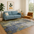 8' X 10' Khaki And Blue Abstract Washable Area Rug With UV Protection