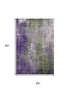 5' X 8' Olive Green And Purple Abstract Washable Area Rug With UV Protection