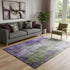5' X 8' Olive Green And Purple Abstract Washable Area Rug With UV Protection