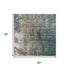 5' X 8' Rust And Teal Abstract Washable Area Rug With UV Protection