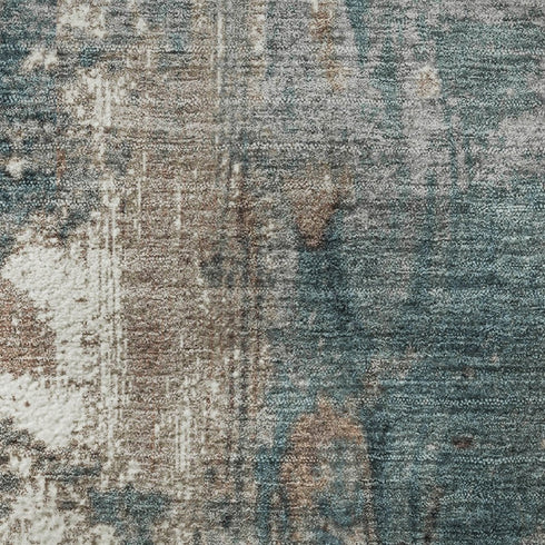 5' X 8' Rust And Teal Abstract Washable Area Rug With UV Protection