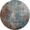 8' Rust And Teal Abstract Washable Round Rug With UV Protection