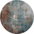 8' Rust And Teal Abstract Washable Round Rug With UV Protection