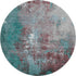 8' Turquoise And Merlot Abstract Washable Round Rug With UV Protection
