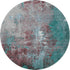 8' Turquoise And Merlot Abstract Washable Round Rug With UV Protection