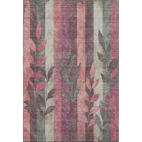 5' X 8' Blush And Gray Floral Washable Area Rug With UV Protection