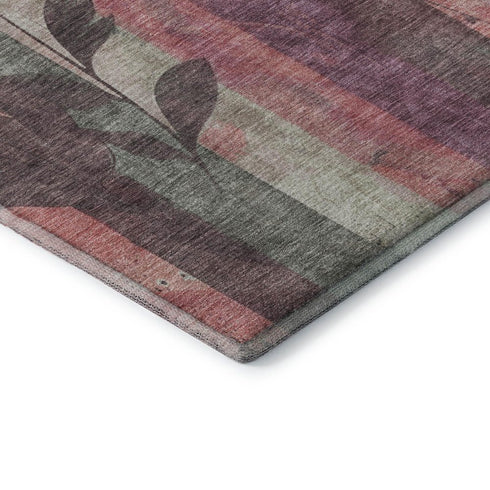 5' X 8' Blush And Gray Floral Washable Area Rug With UV Protection