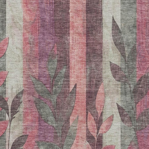 5' X 8' Blush And Gray Floral Washable Area Rug With UV Protection