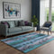 5' X 8' Denim Blue And Lavender Floral Washable Area Rug With UV Protection