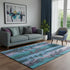 5' X 8' Denim Blue And Lavender Floral Washable Area Rug With UV Protection